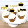 12pc 2024 Graduation Paper cake Toppers Bachelor Cap Congrasts Grad Cake Picks congratulazioni