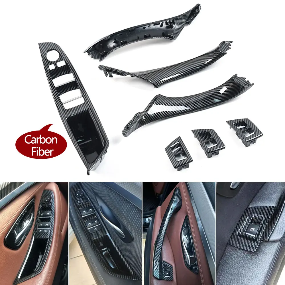 LHD RHD maniglia per porta interna in fibra di carbonio 7 pezzi Set per BMW serie 5 F10 F11 F18 520i 523i 525i 528i 535i