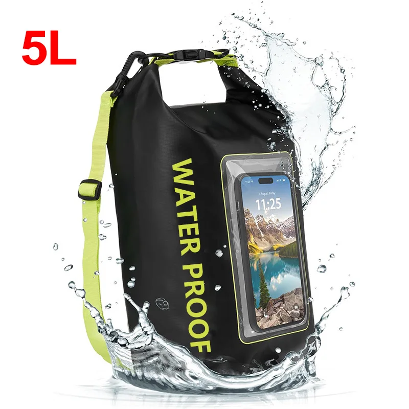 Wasserdichte PVC-Tasche, 5 l, Schwimmen, Tauchen, Rafting, schwimmende Schulter, Outdoor, Strand, Sport, Kajakfahren, Reisen, Umhängetaschen, Pool, Surfen