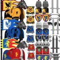 MOC-Figurines de château médiéval pour enfants corbeau chevalier faucon noir blocs de