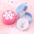 Boîte à bijoux en velours flocon de neige rose et bleu boîte à matiques de mariage présentoir à