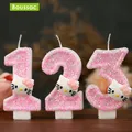 Bougie décorative de gâteau d'anniversaire de chat mignon ci-après les bougie numérique créative