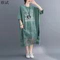 Robe midi longue surdimensionnée pour femme t-shirt en dentelle coton coréen robes pour dames
