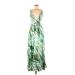 Shein Casual Dress - Maxi: Green Print Dresses - Women's Size 6