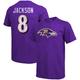 Majestic Threads Lamar Jackson Purple Baltimore Ravens Tri-Blend T-Shirt mit Namen und Nummer für Herren