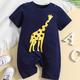 Cute Cartoon Giraffe Graphic Baby Romper, Infant Jumpsuit, Newborn Cotton Summer Clothes