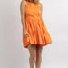 MABLE Linen Halterneck Mini Dress - Orange