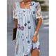 Femme Robe casual Robe d'été Floral Dentelle Patchwork Col Carré Mini robe mode du quotidien Rendez-vous Manche Courte Eté