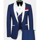 Costume Homme Mariage Ensemble 2 pièces bleu marine Vert foncé Mosaïque Coupe Sur-Mesure Droit un bouton 2023