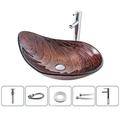 Lavabo de salle de bain rectangulaire 21 x15, robinet mitigeur d'évier et combo de vidange avec vidange escamotable, vasque de vanité artistique en verre trempé de couleur en forme de bateau, lavabo au-dessus du comptoir