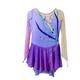 Robe de Patinage Artistique Femme Fille Patinage Robes Violet Trou de pouce Teinture Halo Maille Spandex Elastique Entraînement Professionnel Compétition Tenue de Patinage Chaud Classique Cristal