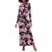 Madge Floral Padded Shoulder Long Sleeve Maxi Dress