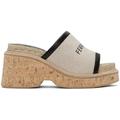 Beige Chunky Slider Sandals