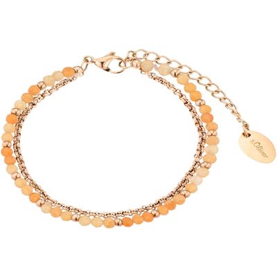 Armband S.OLIVER "2037979", orange (roségoldfarben, apricot, apricot), Armbänder, Damen, Edelstahl, mit Aventurin