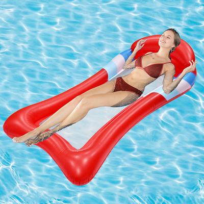 Pvc Inflatable Floating Row In Swimming Pool Foldable Water Net Fabric Striped Hammock Adult Amusement Lounge Chair Floating Bed
