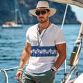 Herren-Shirt mit Grafik, modisches Outdoor-T-Shirt, lässiges Street-Style-T-Shirt, weißes Henley-Shirt mit kurzen Ärmeln, Frühlings- und Sommerkleidung