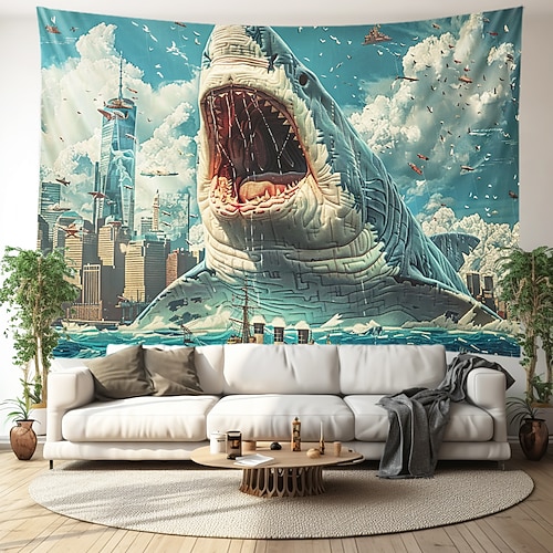 Surfing Hai Ozean Wandteppich Wand Kunst große Wandteppich Wandbild Dekor Fotografie Hintergrund Decke Vorhang Haus Schlafzimmer Wohnzimmer Dekoration Image