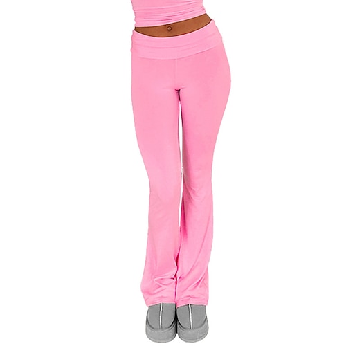 Damen Schlaghose Hosen Hose Gemütliche Leggings Aktiv Mode Streetwear Volle Länge Tiefer Bund Einfach Atmungsaktivität Weich Bequem Mikroelastisch Täglich Outdoor Straße Hellgrau Dunkelgrau Image