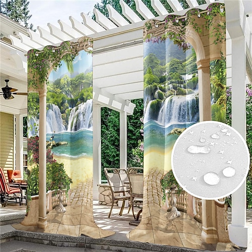 tende da esterno tenda impermeabile antivento e resistente alle intemperie per patio, capanna, veranda, pergola e gazebo, telo superiore con occhiello, tema giardino a 2 pannelli