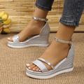 sandali da donna con zeppa glitterata argento e cinturino alla caviglia – eleganti tacchi a spillo per l'estate, il casual e la sera
