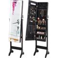 RUO Mirror Jewelry Cabinet with Lights Full Length Mirror with Storage Organizer Lockable Jewelry Armoire Makeup Mirror Freestanding/Wall Mount/Over the Door 1