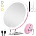 20X Magnifying Mirror with DNF2 Light Large 6inch Lighted Mirror 20x with 3 Suction Cups and 360Â° Table Stand Rechargeable 3 Colors Dimming Vanity Makeup Mirror with Tweezers & Scissors