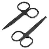 2 Pieces Black Nose MGF3 Hair Scissors for Men Mustache Scissors Trim Facial Hair Mini Scissors Safety Protection to Avoid Cuts Stainless Steel Nose Scissors Suitable for Travel Or Daily Use
