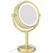 GURUN 8.5 Inch Tabletop DNF2 LED Lighted Makeup Mirror with 10x Magnification Double Sided Vanity Mirror Plug Power Gold Finish M2208DJ(8.5in 10x)