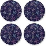 Hidove Christmas Snowflake Round Coaster Heat Resistant Absorbent Drink Coaster 4 Pcs for Kitchen Bar Cafe Decor