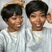 Pixie Cut Wigs for Black Women 9A Short Straight Human Hair Wigs with Bangs Short Layered Pixie Wigs for Black Women Natural 6inches 1B