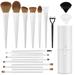 Professional 20PCs Makeup Brush DNF2 Set LUXBRU with Foundation Eyebrow Blending Concealer Blush Eyeshadow Contour Powder Brush Brushes Kit with Travel Case & 2 Powder Puff-White