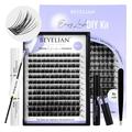 BEYELAN Lash Extension Kit DNF2 Lash Clusters Lit D 10-16mm Mix 144 Pcs DIY Lash Extension Kit with Lash Bond and Seal Lash Remover and Lash Applicator for Self Application at Home (710 Black)