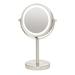 OVENTE Lighted Vanity Mirror DNF2 6 Inch Table Top LED 360 Adjustable Double Sided Spinning Personal Makeup Stand Desk Bathroom Battery Powered Round Large Nickel Brushed MLT60BR1X7X