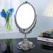 Guppy Metal Vintage Makeup DNF2 Mirror Tabletop Oval Cosmetic Mirror Vintage Swivel Double Sided Cosmetic Mirror with Embossed Frame Stand Base Retro Mirror for Dresser Counter Display-Silver