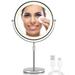 OMIRO 8.5 Inches Lighted DNF2 Mirror with 3X/10X Magnifications Double Sided Swivel Vanity Makeup Mirror with Height-Adjustable Stand (Silver)