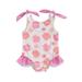 Qtinghua Infan Toddler Baby Girl Swimsuit Sleeveless Shell Flower Print Frill Trim Bathing Suit Summer Beach Wear Pink 6-12 Months
