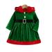 Odeerbi Girls Christmas Dress Toddler Girls Clothes Velvet Dress Christmas Velvet Dresses Clashing Velvet Belted Dresses Hooded Dresses Green 4-5 Years