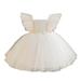 JSGEK Infant Baby Solid Color Wedding Elegant Party Gown Soft Fashion Tulle Tutu Dress A Line Swing Dress Comfort Kids Girls Toddle Bridesmaid Dresses Regular Fit White