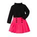 Jalioing Suits for Child Girls High Neck Long Sleeved Sweater Undershirt with Double-Breasted Pleated Skirt (0-6 Months Black)