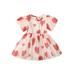 Thaisu Toddler Girl Valentine s Day Dress Short Puff Sleeve Round Neck Heart Print A-Line Dress for Spring Summer