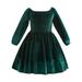 Posijego Toddler Velvet Dress Long Sleeve Fall Winter Kids Elegant Christmas Party Wedding Vintage Dresses