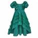 Elainilye Fashion Girls Floral Ruffle Dress Short Sleeved Trailing Bohe Long Skirt Dress Gauze Dress Princess Dress Sizes 3-13Y Green