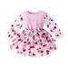 Lovskoo Toddler Girls 6M-4T Valentine S Day Dress Spring-Summer Dress Round Neck Splicing Heart Mesh Long Sleeve Cake Hem Dress Pink