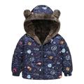 JSGEK Cute Floral Printing Plush Overcoat Windproof Hoodies Casual Zip up Plush Clothes Soft Comfy Winter Warm Coat for Kids Toddler Baby Boys Girls Thick Jacket Clearance Blue 3-4 Years