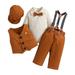 NIUREDLTD Toddler Gentleman Suit Outfits Toddler Kids Boys Gentleman s Dress Costume 4PCS Shirts Vest Pants Hat Child Baby Outfits For 0-2 Years Baby Boy Clothes Set Brown2 90