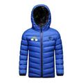 JSGEK Children Winter Warm Coat for Kids Soft Comfy Boys Girls Thick Jacket Clearance Cute Rechargeable Electric Windproof Hoodies Casual Zip up USB 3 Areas Heated Clothes Blue 12 Years