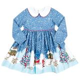 EHQJNJ Christmas Outfit Girl Toddler Baby Kids Girls Peter Pan Collar Christmas Santa Print Bow Princess Dresses Clothes