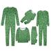 Lovskoo 2024 Novelty Family Christmas Pajamas Matching Sets Xmas Long Sleeve Shirts and Plaid Pants Santa Christmas Tree Jammies Sleepwear Parent-Child Outfit Wear Baby Green