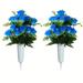 Artificial Cemetery Flowers with Vase 2 PCS Artificial Rose Lily Bouquet Graveyard Memorial Flowers for Cemetery Headstones Decoration