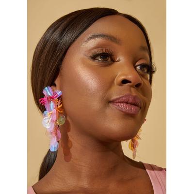 Plus Size Bead And Sequin Drop Earrings